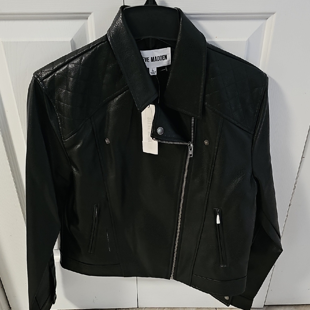 NWT Steve Madden Black Faux Leather Jacket